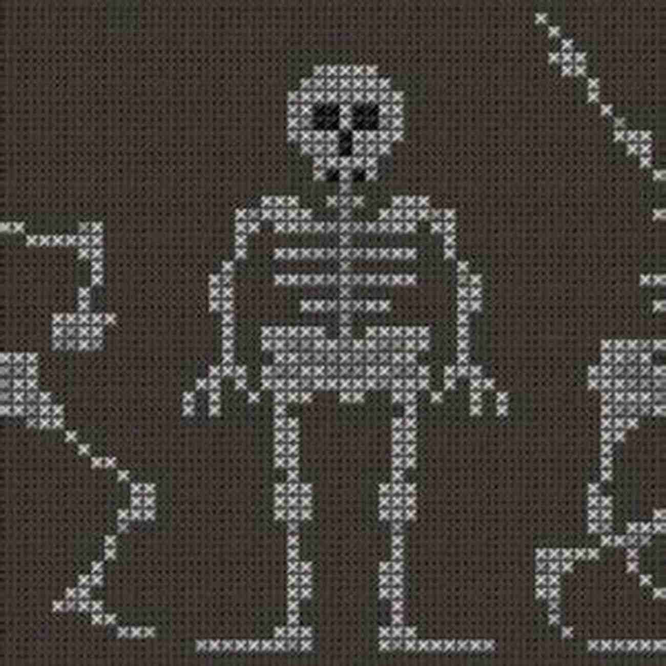 A Cross Stitch Design Of Dancing Skeletons In A Graveyard Cross Stitch For Halloween: 13 Spooky Designs: 13 Cross Stitch Designs Featuring A Variety Of Different Halloween Images (Caz Hoyle S Cross Stitch Designs)