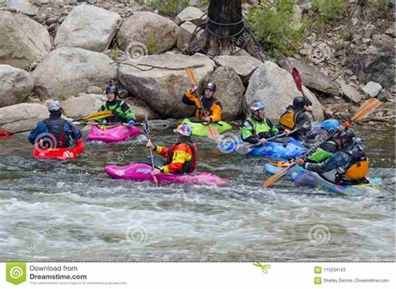 A Group Of Kayakers Paddling Down A Serene River Surrounded By Lush Greenery Up A Creek With A Paddle: Tales Of Canoeing And Life