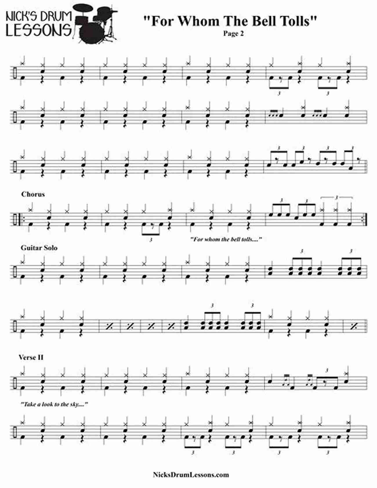 Drum Sheet Music Example Rhythm Reading For Drums 1