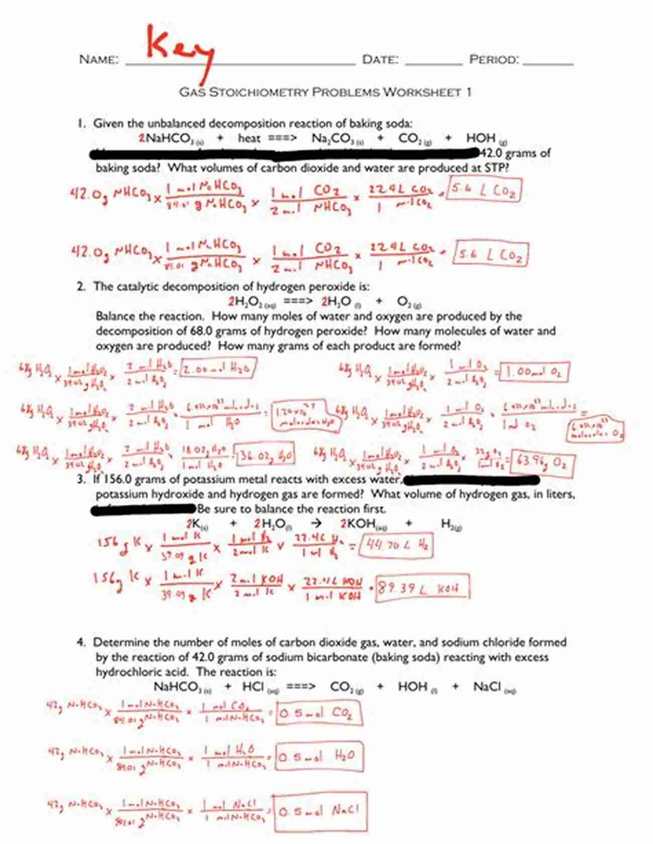 Gases Worksheet Key Sassy Stoichiometry Problems: 14 Worksheets And Keys For College Prep And Honors Chemistry High School Students (5 Steps Chemistry Workbook Series)