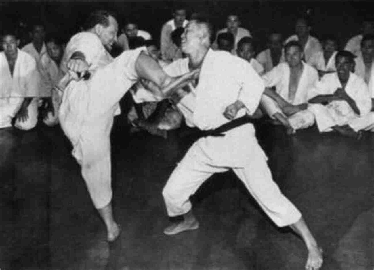 Mas Oyama Performing A Fierce Kick During His Ronin Years The Ronin Years: Mas Oyama S Young Lion