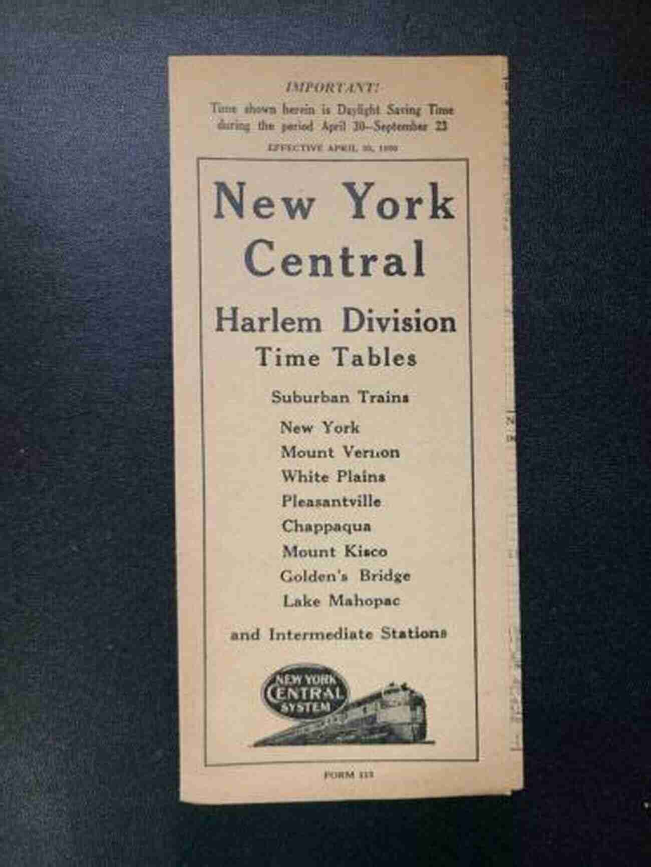 New York Central Timetable April 30, 1950 New York Central Timetable April 30 1950: The Scenic Water Level Route