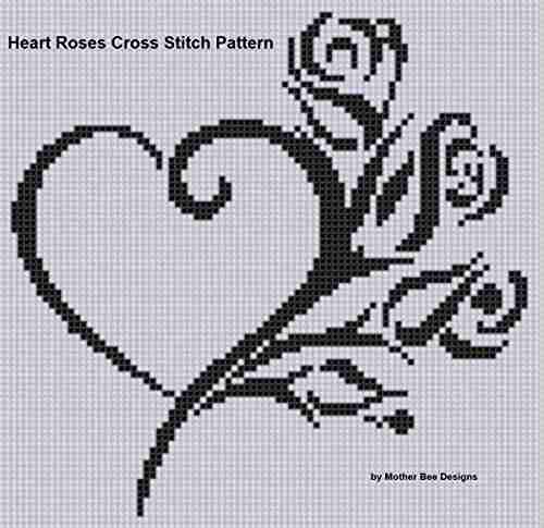 Heart Roses Cross Stitch Pattern