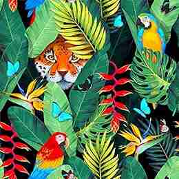 Jungle Sampler Cross Stitch Pattern: Printable PDF Pattern Tiger Parrots Butterfly Tropics 2 Kinds of Patterns