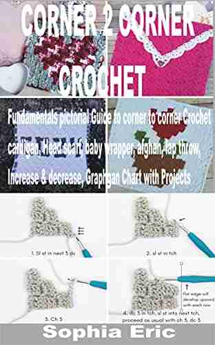 CORNER 2 CORNER CROCHET: Fundamentals pictorial Guide to corner to corner Crochet cardigan Head scarf baby wrapper afghan lap throw Increase decrease Graphgan Chart with Projects